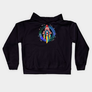 Retro Cool Rocket Ship Space Kids Hoodie